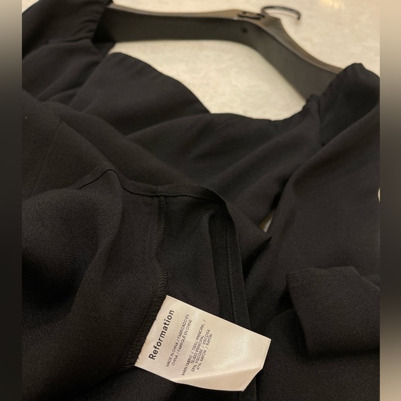 Reformation Ballari Dress in Black Midi Off Shoulder Long Sleeves Size 0 - Picture 12 of 17